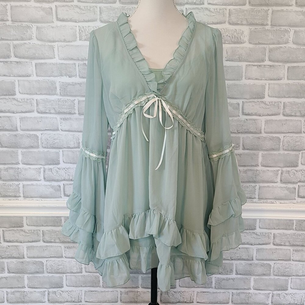 Sugar Thrillz Mint Green Ruffle Mini Dress